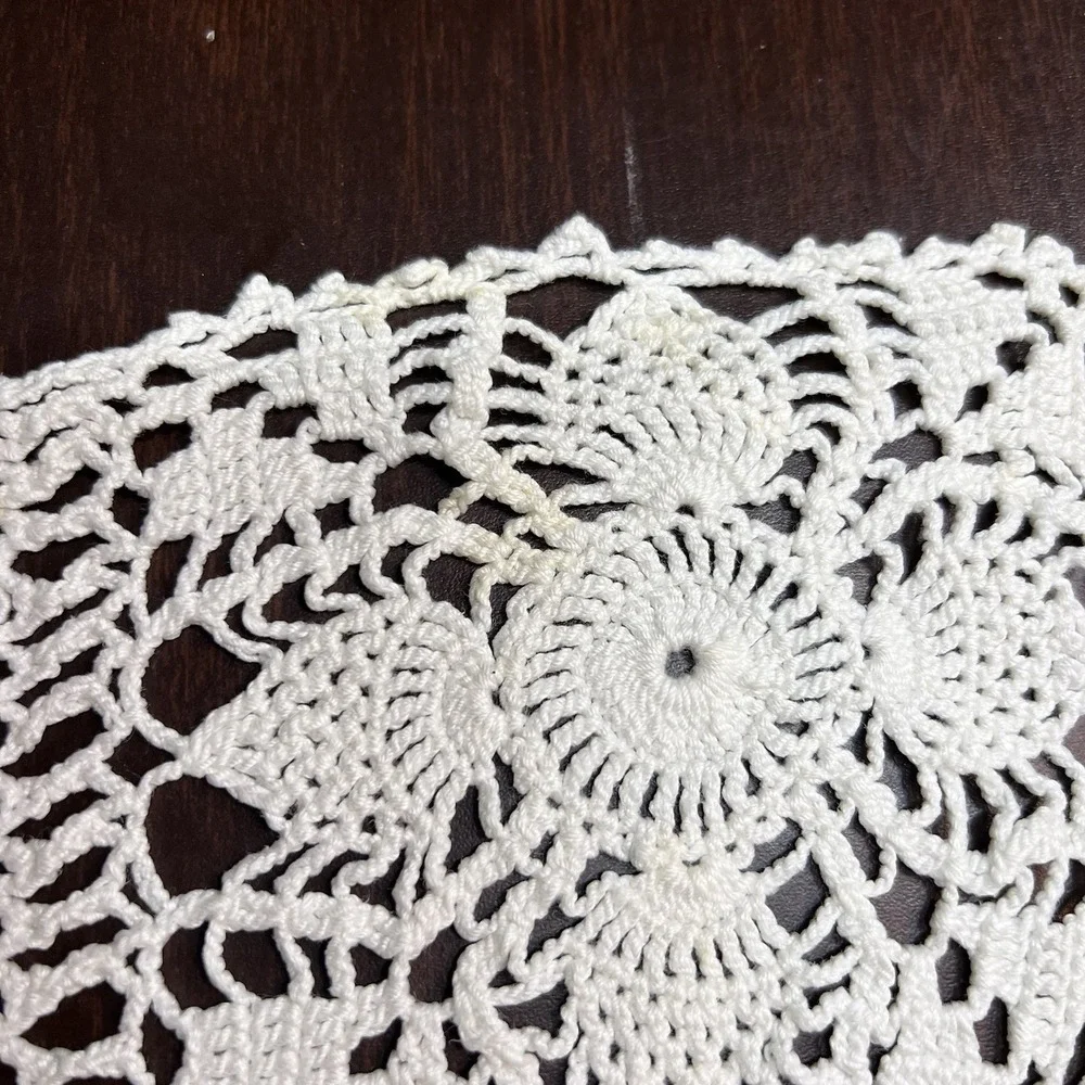 Lot of‎ 4 Vintage Hand Crochet Doilies – Ivory & Pastel Lace Set – Mixed Sizes